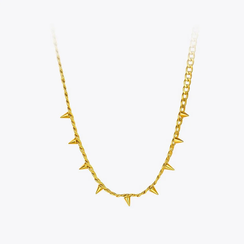 ENFASHION Gold Punk Spikes Pendant Necklace, Stainless Steel P3091
