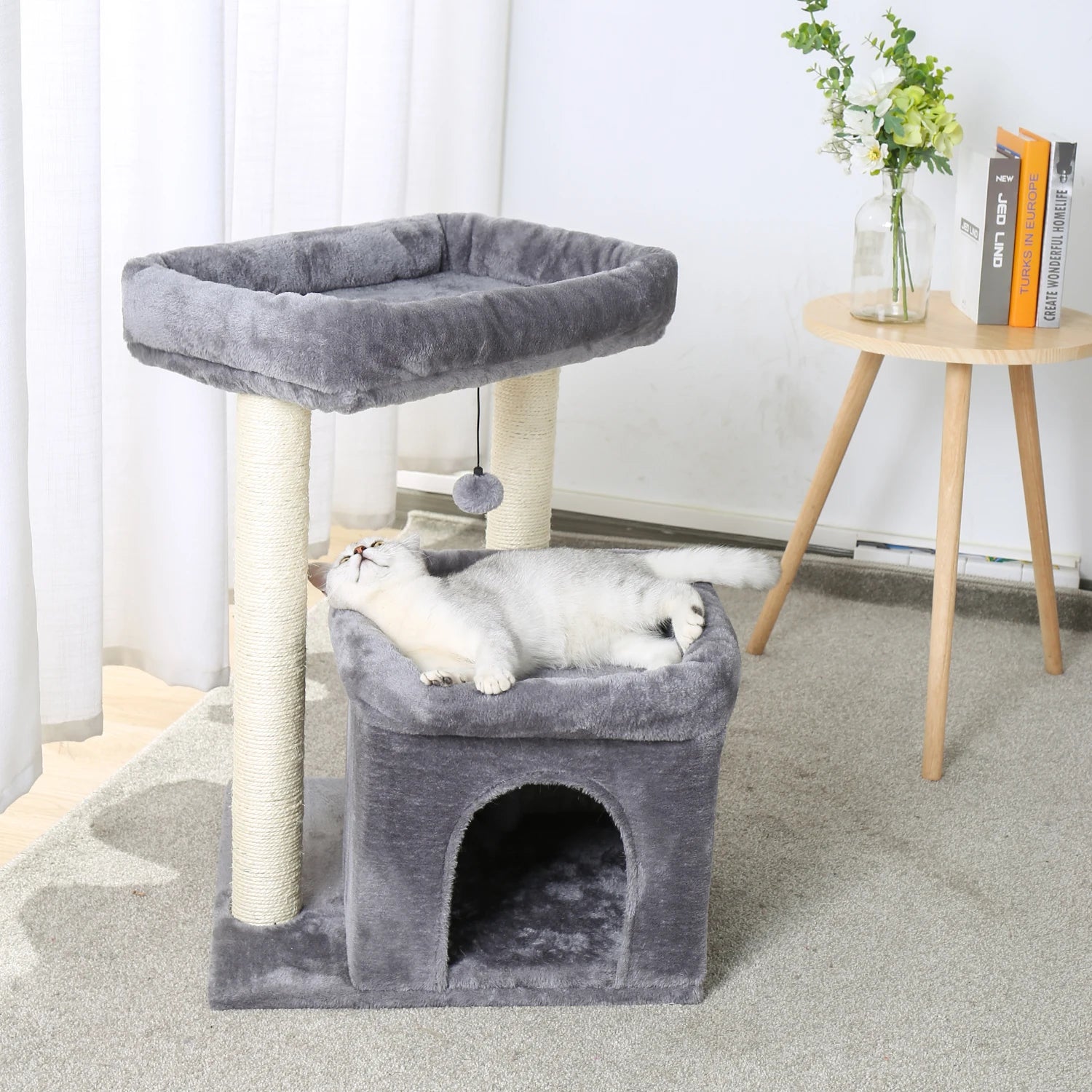 Small Cat Tree Tower Condo Toy with Scratching Post: