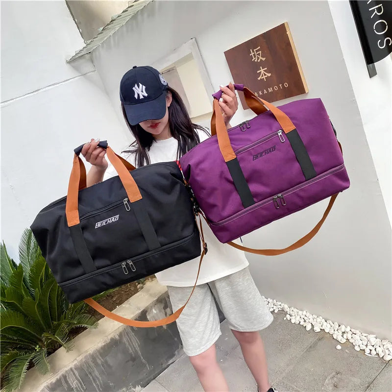 Fashion Travel Bags For Women Large Capacity Men's Sports bag Waterproof Weekend Sac Voyage Female Messenger Bag Dry And Wet