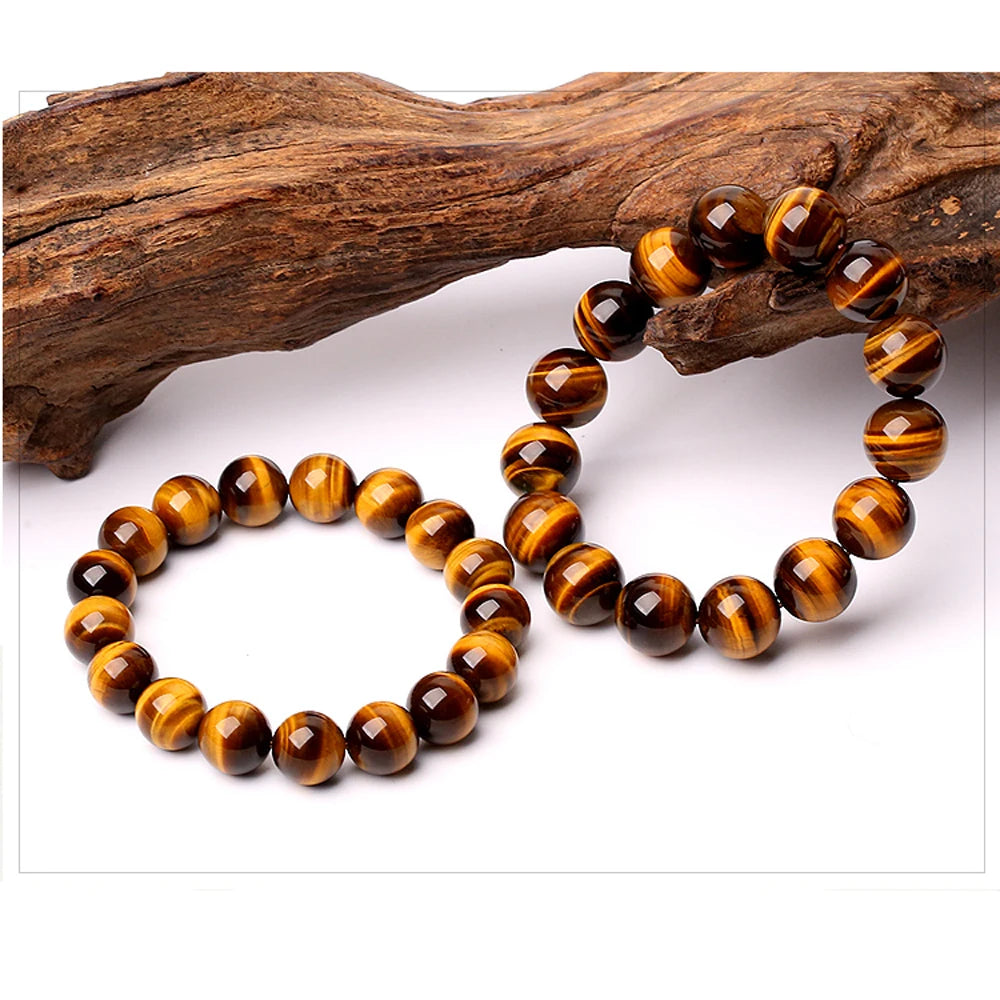 5A Natural Tiger's Eye Stone Beaded Bracelets for Men and Women - Fashion Accessories Wholesale