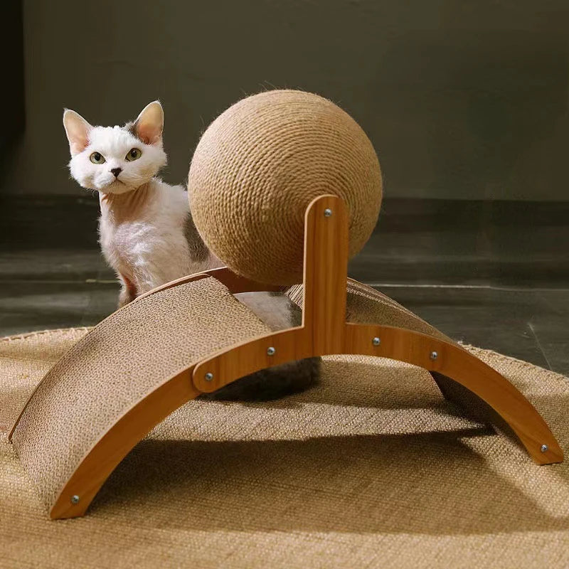 Cat Grabbing Board Wooden Cat Climbing Frame Vertical Scratch Resistant Cat Toy Rotating Sisal Rope Cat Grabbing Ball Cat Tower