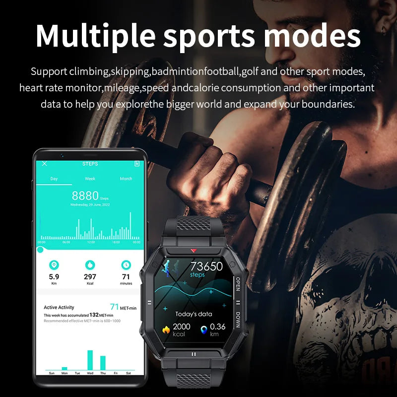 LIGE Men's Bluetooth Smartwatch: 1.85" HD Screen, Sports Fitness Tracker, Blood Pressure Monitor, Waterproof