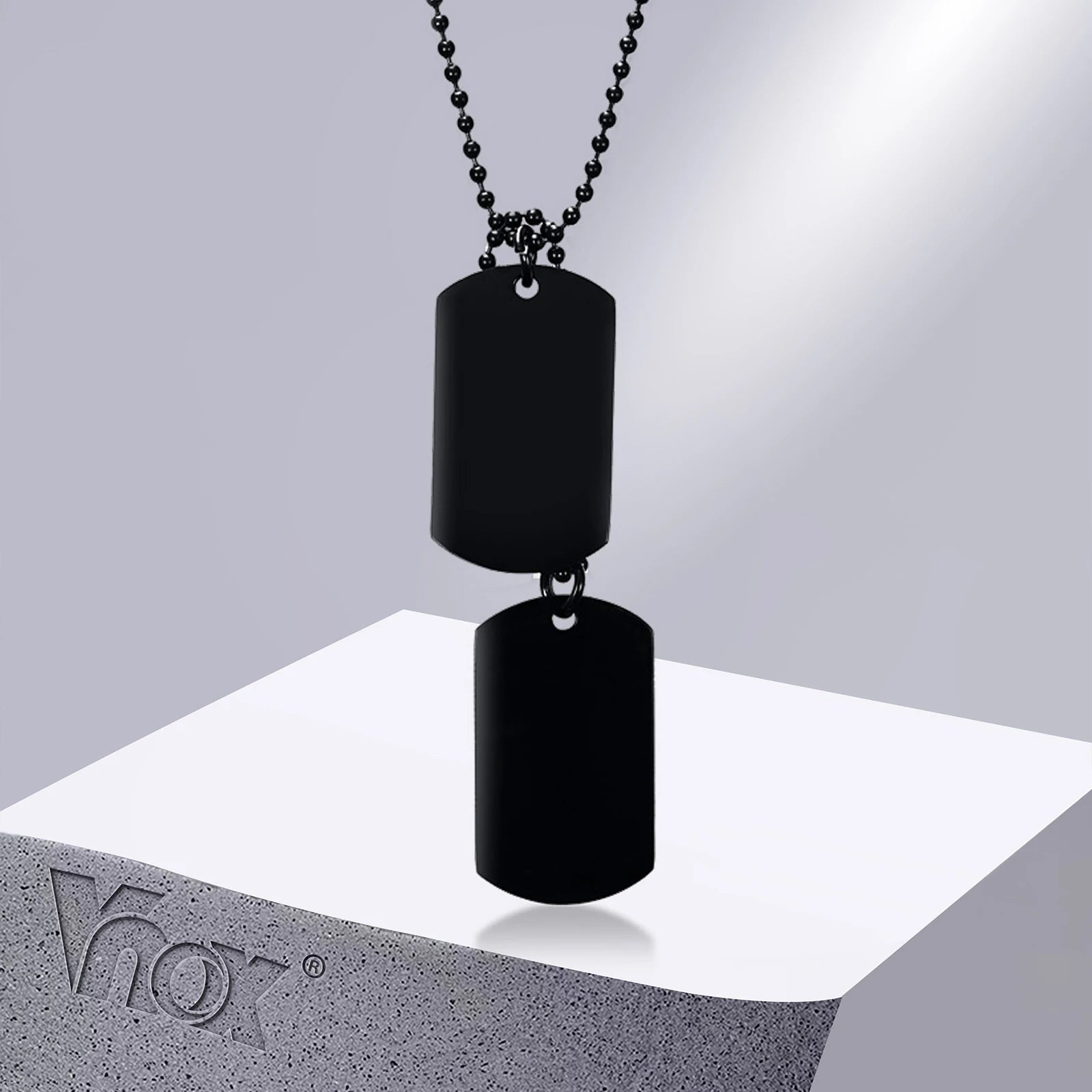 Vnox Stainless Steel Double Dog Tag Necklace for Men High Polished Pendant ID Men Jewelry 24" Chain Necklace