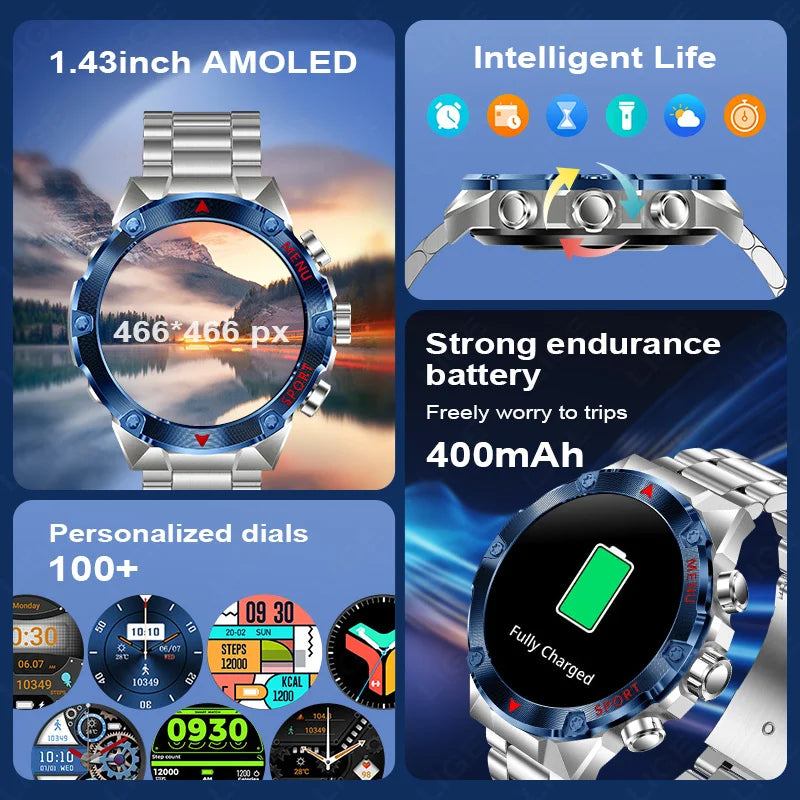 LIGE Men's Smartwatch with Bluetooth Call and Blood Pressure Monitor