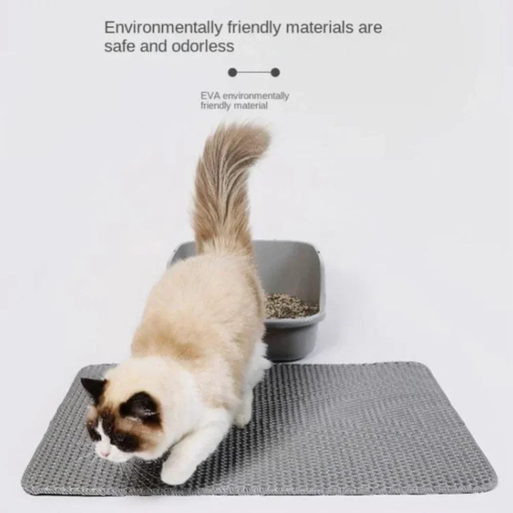 Cat Litter Mat，EVA Eco-friendly Double Layer Non-slipCat litter Sand Mat For Cat Toilet，Litter Cat Mat .Cat Accessories,70X120CM