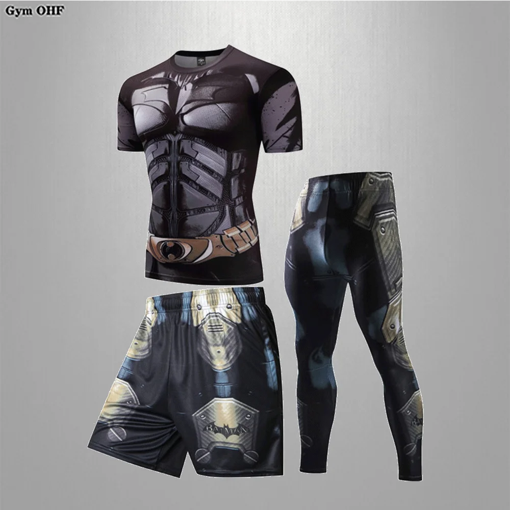 Men's Tracksuit Gym Fitness Compression Sports Suit Clothes Running Jogging Sport Wear Exercise Workout Tights MMA Rashguard Set