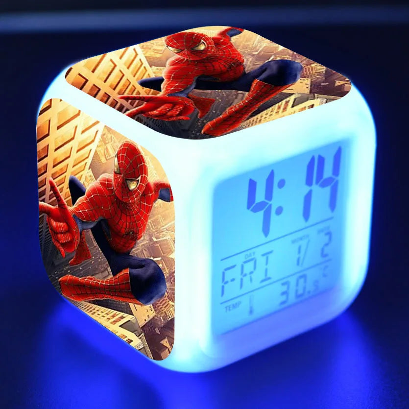 Marvel Spiderman Smart Alarm Clock LED Digital No Way Home Colorful Changing Luminous Electronic Clocks Decor Children Toys Gift