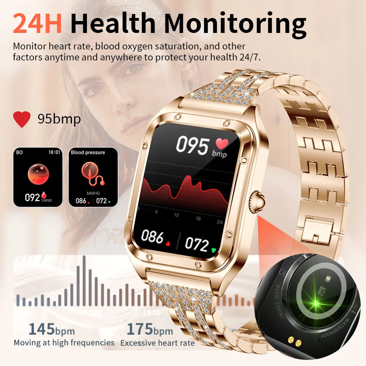 LIGE Women's Smartwatch with Bluetooth Call and Blood Pressure Monitor