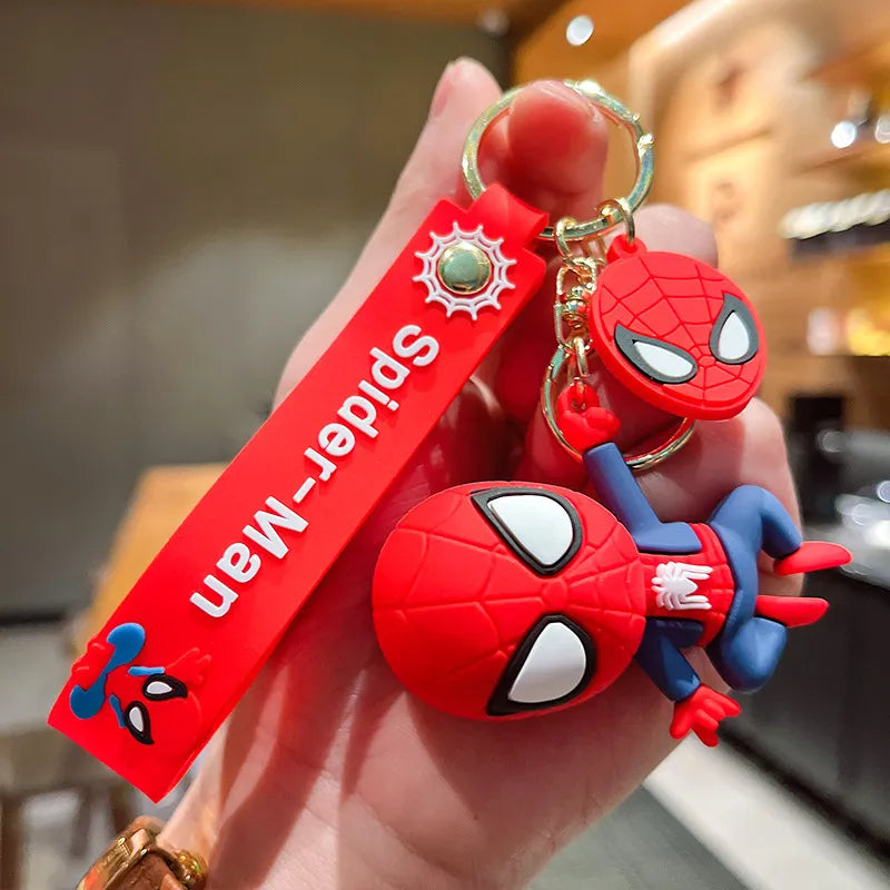 Marvel Spider Man Cute Doll Keychain Action Figures Avengers Captain America Pendant Toys Kawaii Bag Car Keyring Birthday Gifts