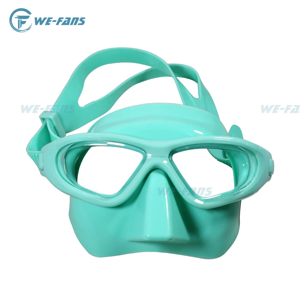 We-Fans Extreme Low Volume Free Diving Mask Scuba Snorkeling Spearfishing Black Silicon Mask Swimming Goggles For Scuba Dive