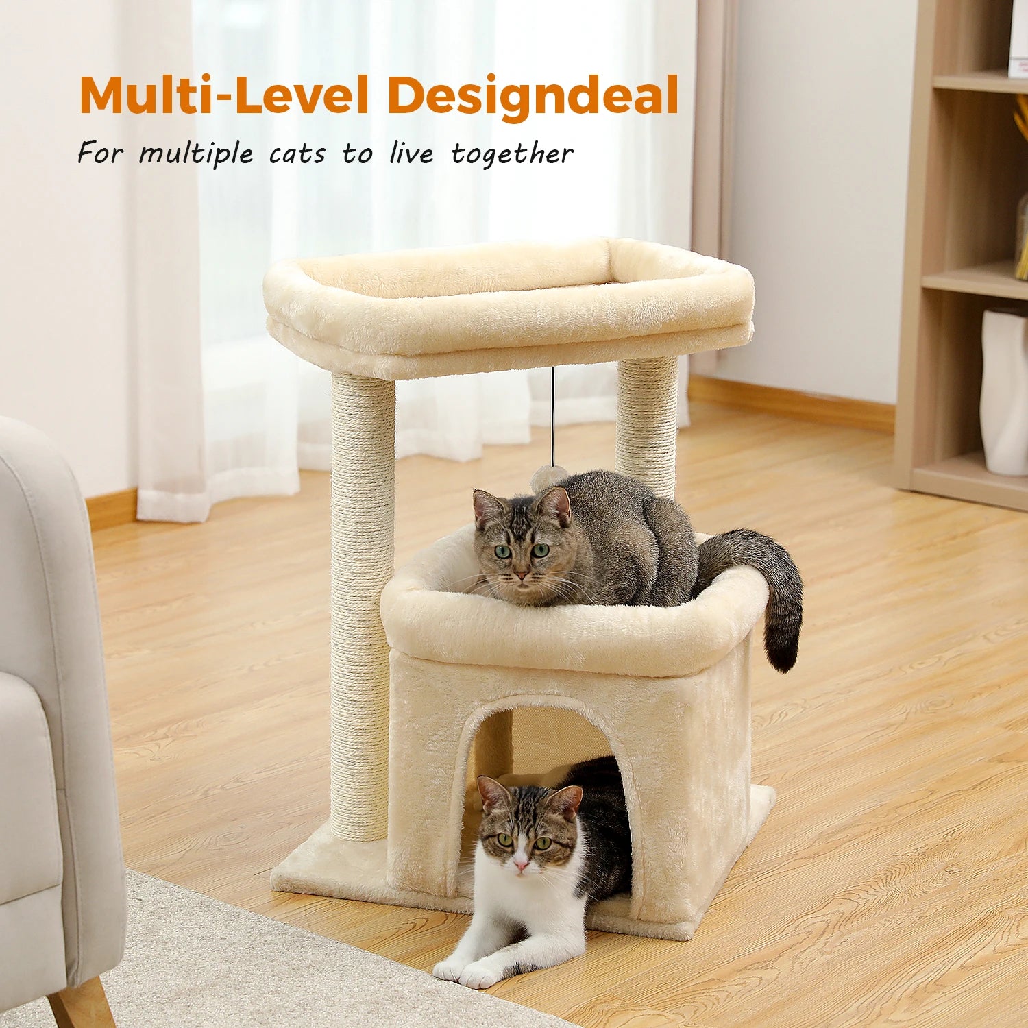 Small Cat Tree Tower Condo Toy with Scratching Post: