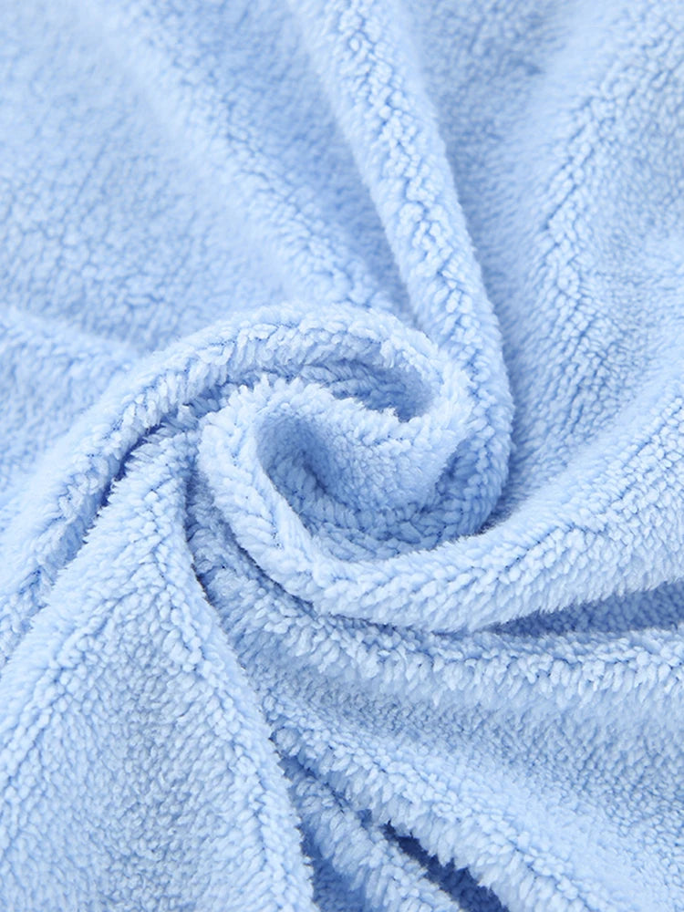 Hiloc Blue Woolen Warm Winter Women's Pajamas Single-Breasted V-Neck Women Pajama Full Sleeve Double Pockets Sleepwear 2023 New