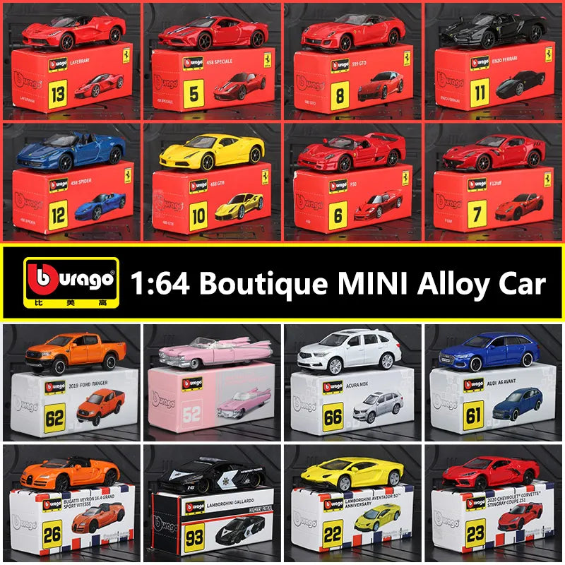 Bburago 1/64 Ferrari Golf Porsche Bugatti Alloy Car Model Diecasts & Toy Vehicles Toy Pocket Car Decoration Kid Toys Gifts Boy