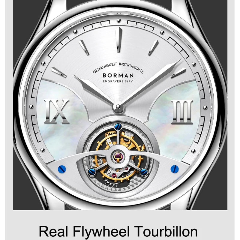 BORMAN Seagull ST8000 Tourbillon Men's Automatic Watch, 50M Waterproof