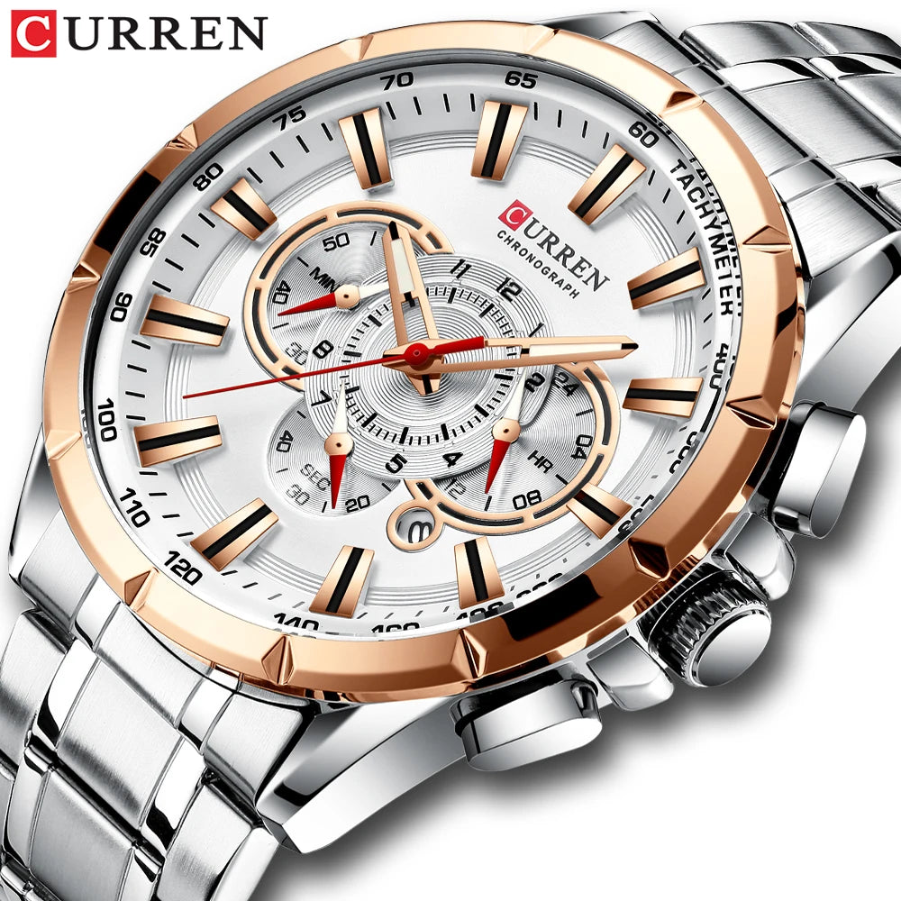 CURREN Men's Chronograph Sport Watch with Stainless Steel Band - 8363