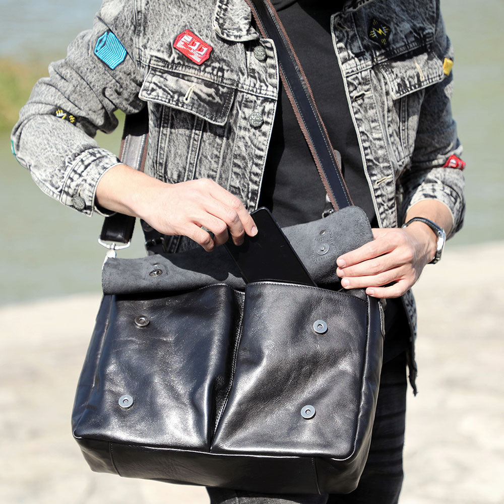 Men's First Layer Cowhide Briefcase Leather Handbag