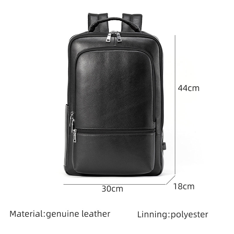 Business Fashion Men's Bag Multifunctional USB Large Capacity Leather Backpack
