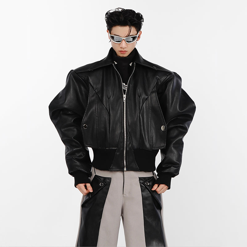 Men's Pu Leather Short Motorcycle Suit