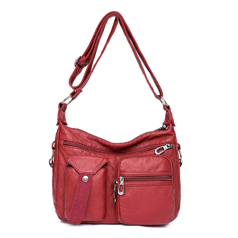 Women's Stylish And Versatile Large Capacity Washed Shoulder Messenger Bag
