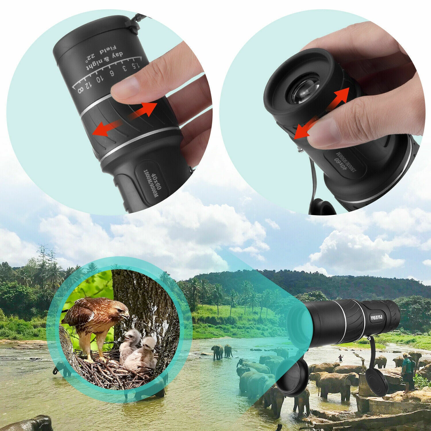 0x60 Day-Night HD Waterproof Monocular