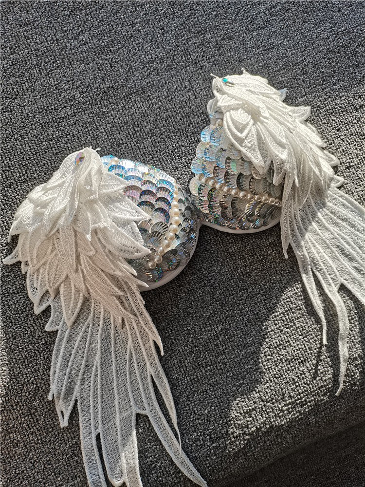 Handmade Sequined Mermaid Scale Bikini Lingerie