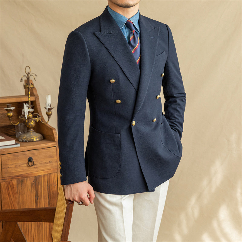 Men's Casual Seersucker Suit Half Lined