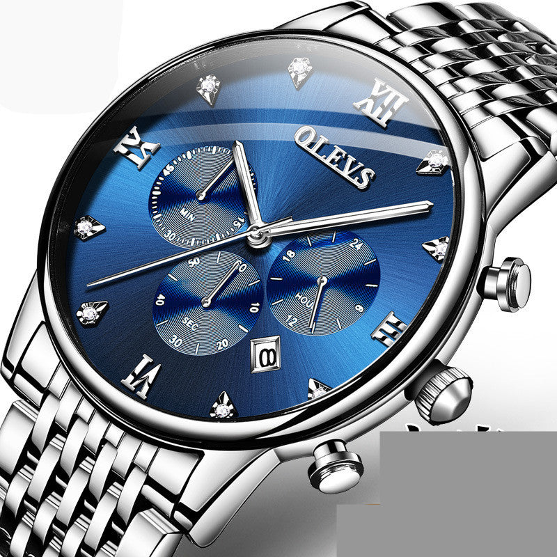 Multi-function Chronograph Quartz Watch Night Light Waterproof