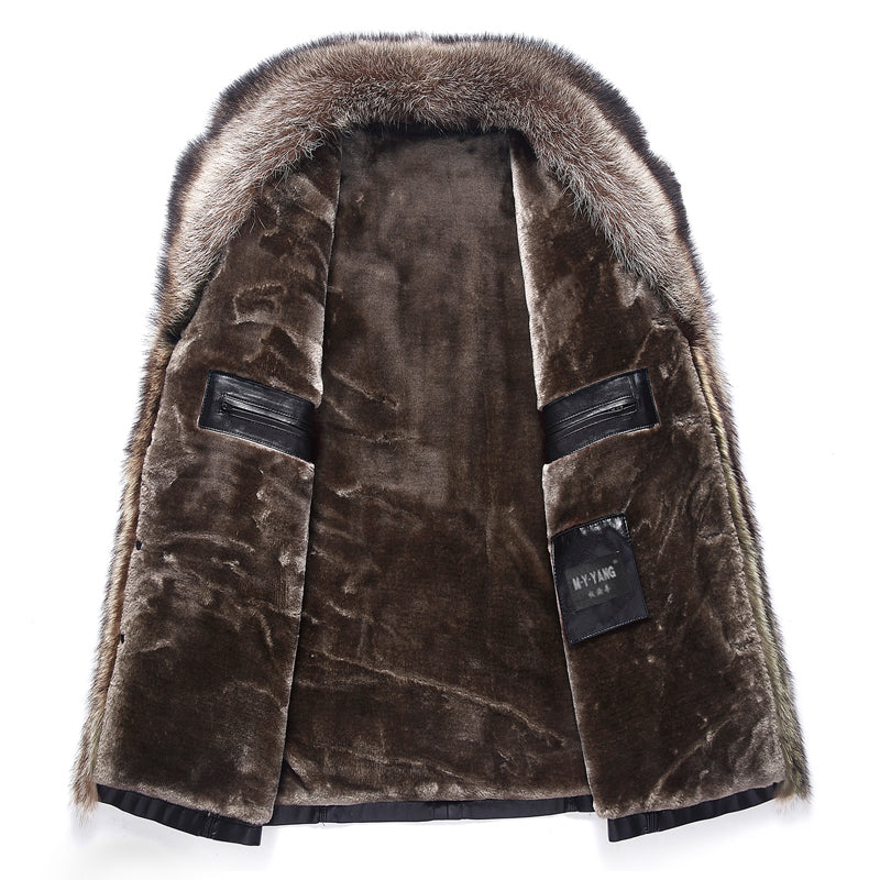 Men's Fur Coat Leather Coat Medium Length
