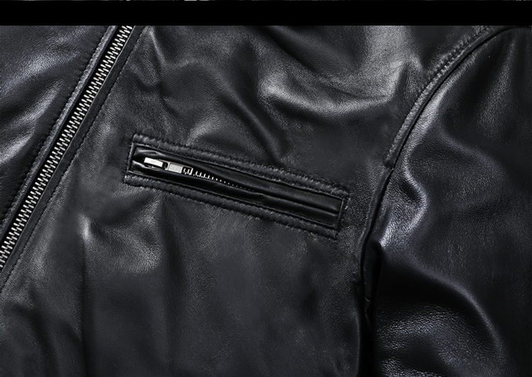 Top Layer Fine Sheepskin Genuine Leather Men's Casual Jacket