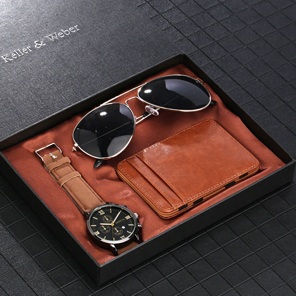 new-mens-quartz-watch-set-glasses-wallet-gift-set-box