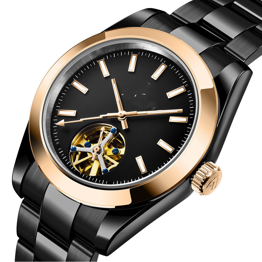 Men's Stainless Steel Waterproof Fashionable Tourbillon Mechanical Watch