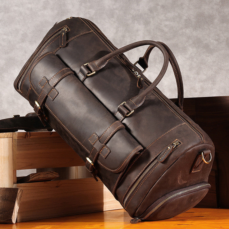 Crazy Horse Leather Travel Bag Large Capacity