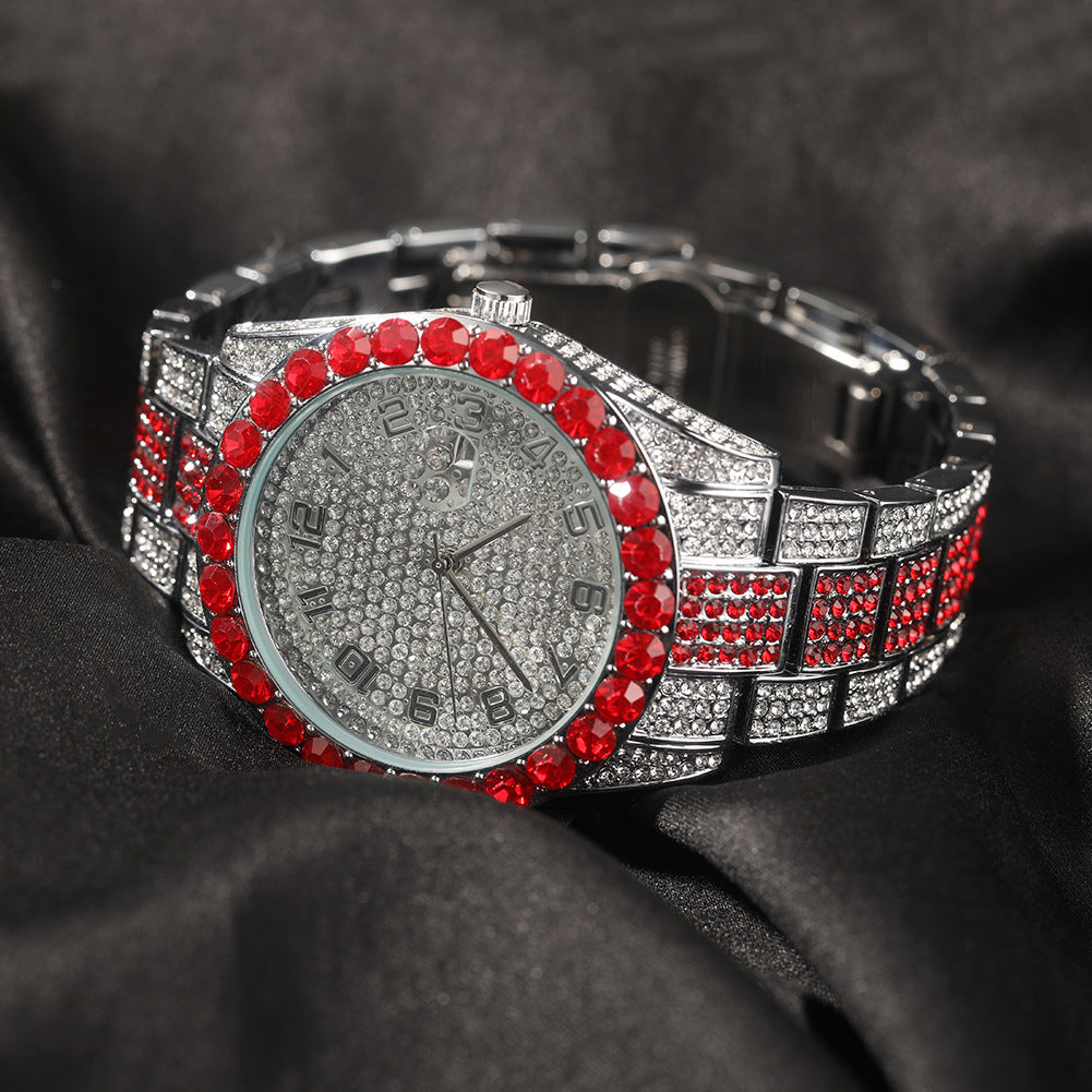 Round Diamond Red Fashion Watch