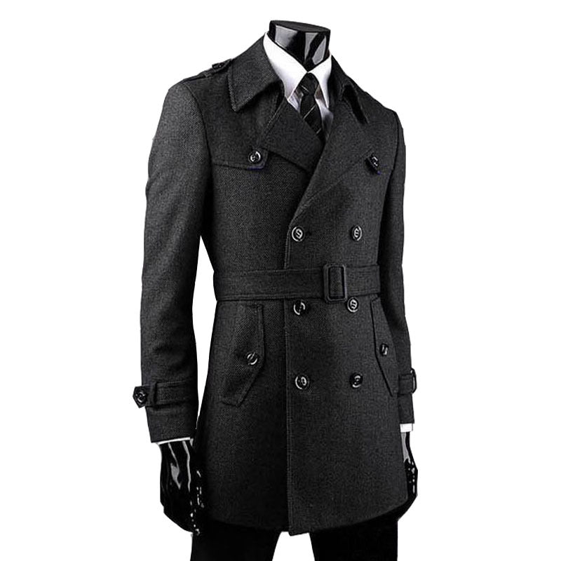 Young And Middle-aged Cashmere Coat Fat Casual Tweed Trench Coat Loose