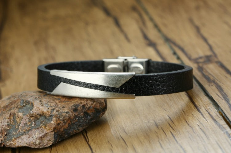 Stainless Steel Microfiber Leather Bracelet