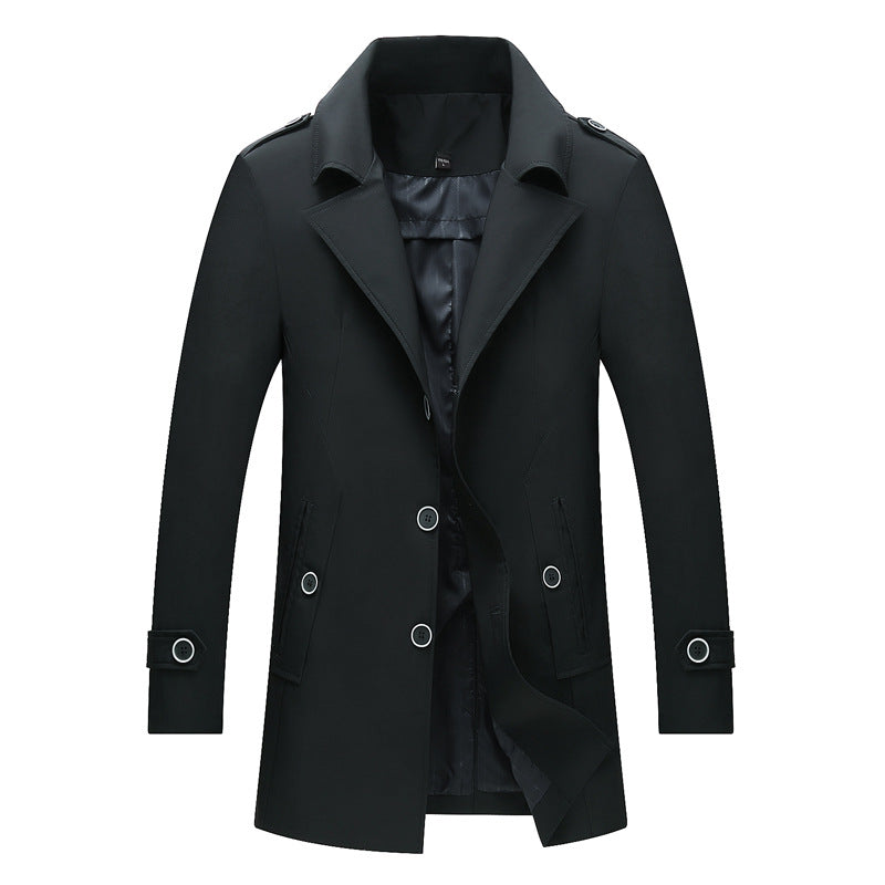 Long Single Breasted Lapel Trench Coat