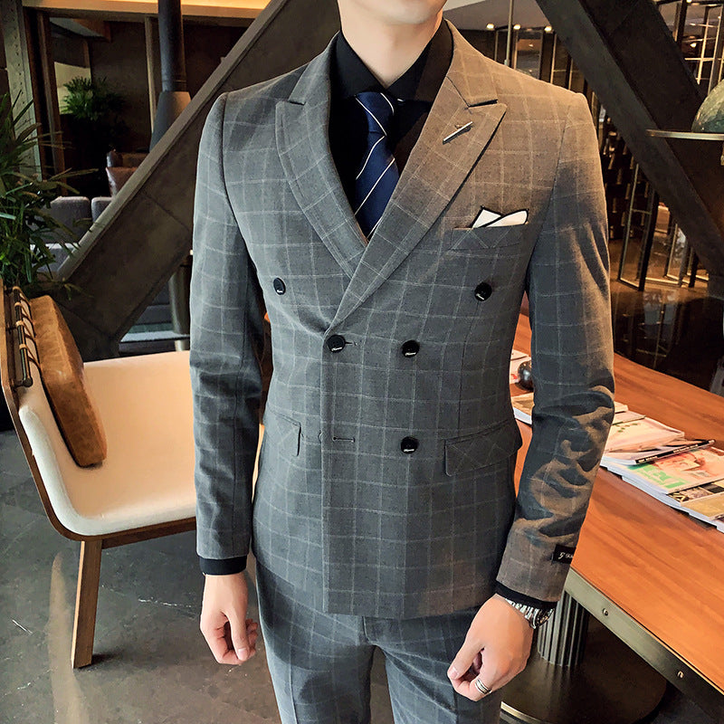 Men's Casual Business Suit Three-piece Slim-fit Officiating Ceremony