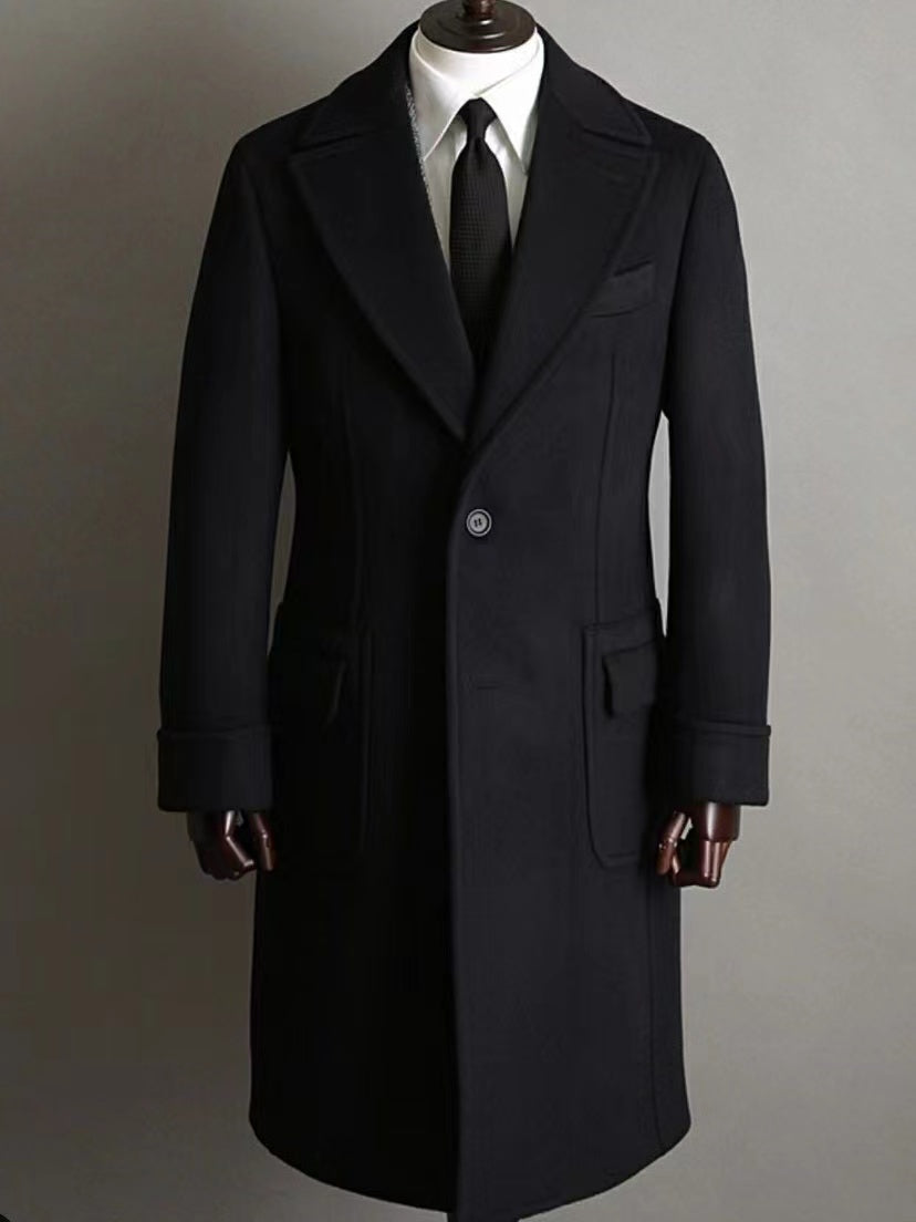 Men's Double Breasted Medium Length Pure Cashmere Coat
