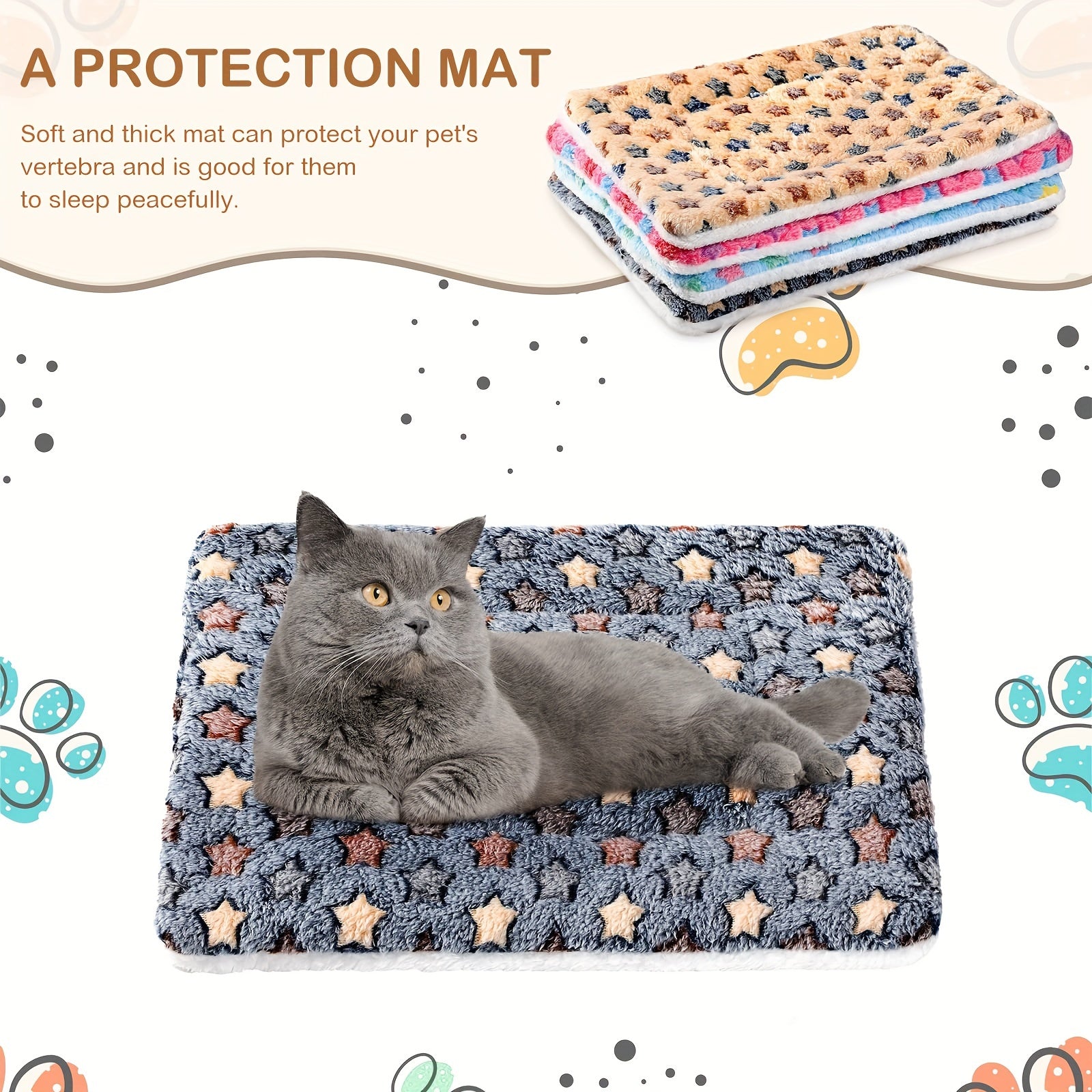 Versatile Pet Bed Mat: Soft, Washable, and Reversible Fleece Mat for Dog Crates, Cat Bed Liners, and Fluffy Pet Blankets