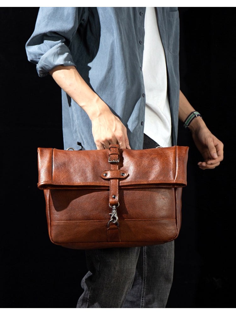 Vintage Shoulder Bag In Polished Vegetable Tanned Leather