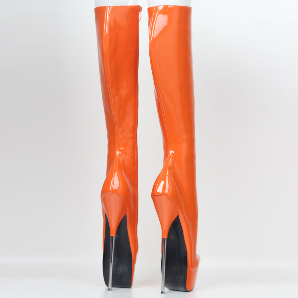 Thick Pointed Metal Stiletto Boots