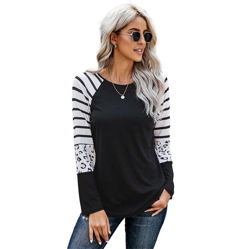 Women's Casual Jacket With Striped Round Neck And Pocket Decoration