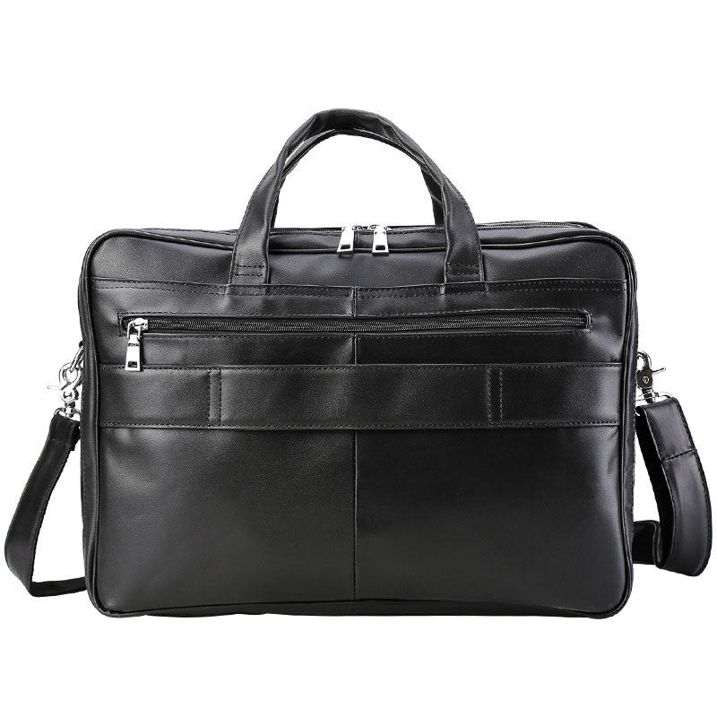 Men's Fashion Large Capacity Leather Handheld Computer Bag