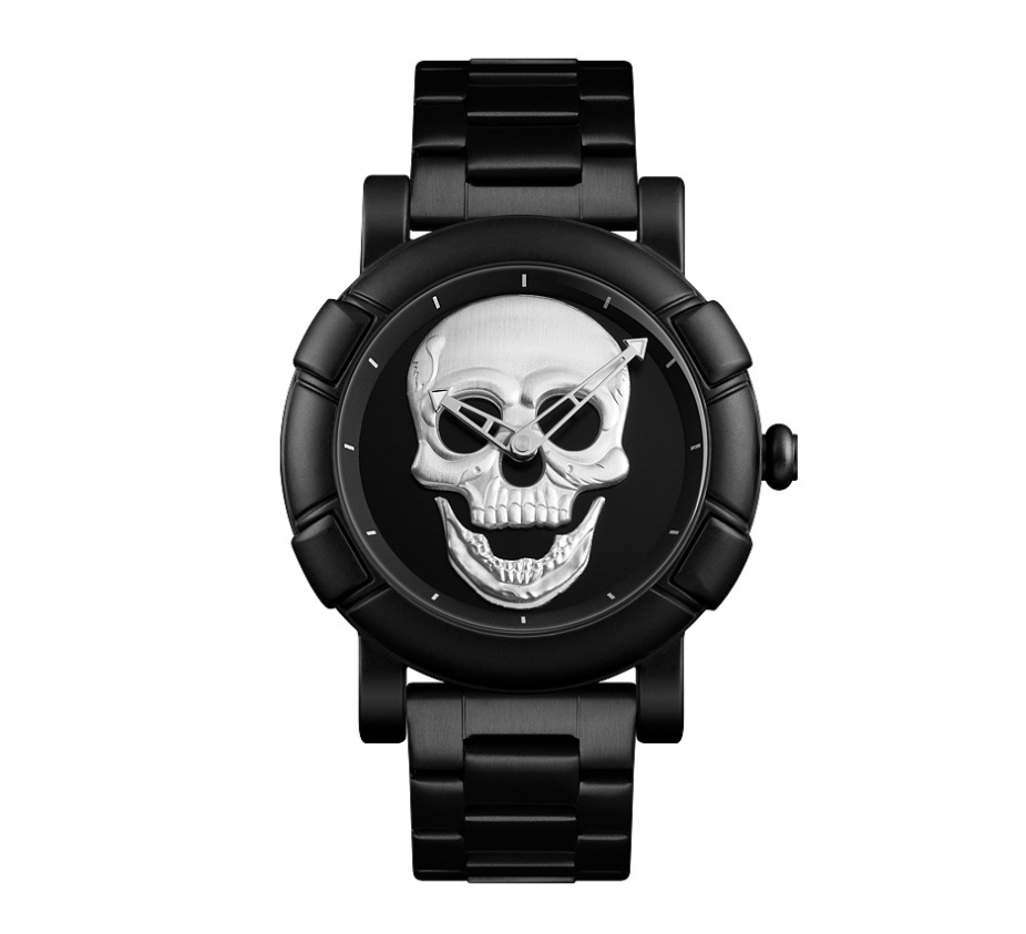 Men's Skull Quartz Watch with Large Dial