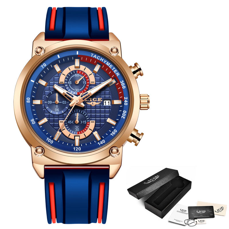 LIGE Creative Blue Men's Luxury Chronograph Watch